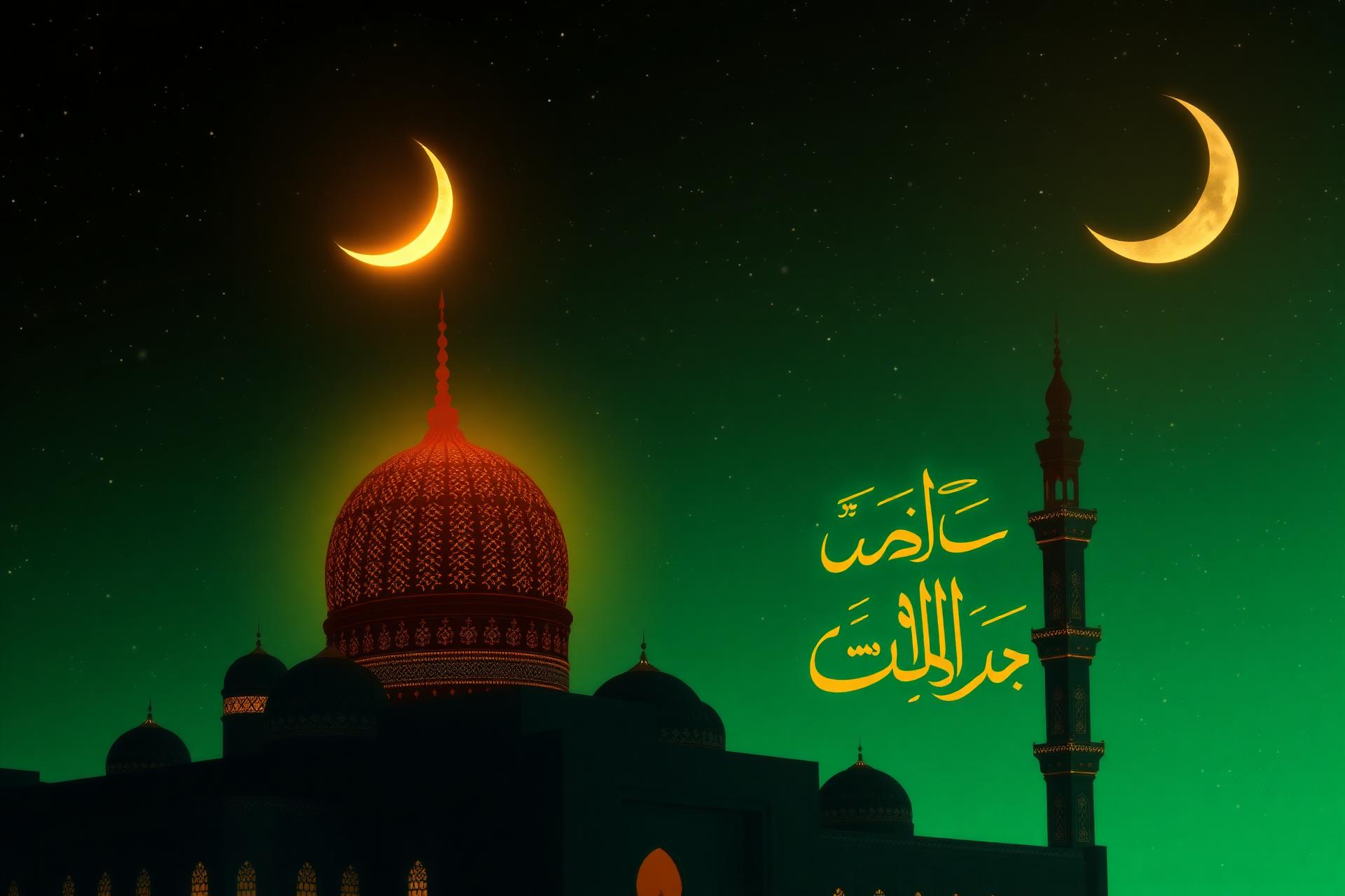 Beautiful mosque silhouette under stars